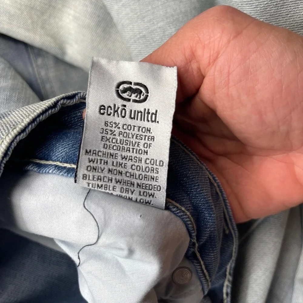 Ecko Unltd Mens Baggy Fit Cargo Jeans Wide Leg Double Knee Denim Size 34 - 40x32